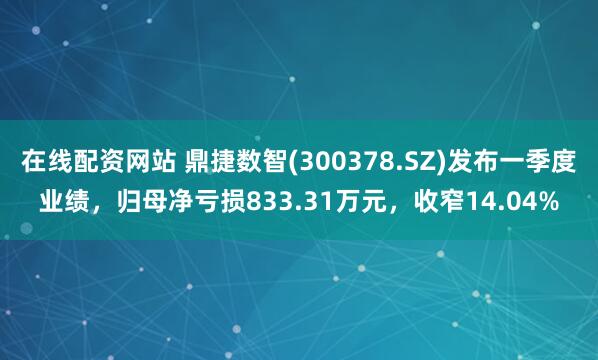 在线配资网站 鼎捷数智(300378.SZ)发布一季度业绩，归母净亏损833.31万元，收窄14.04%